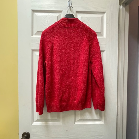 Karen Scott Women's M Red Pearl Mock Neck Long Sleeve Cable Knit Sweater - Picture 6 of 14